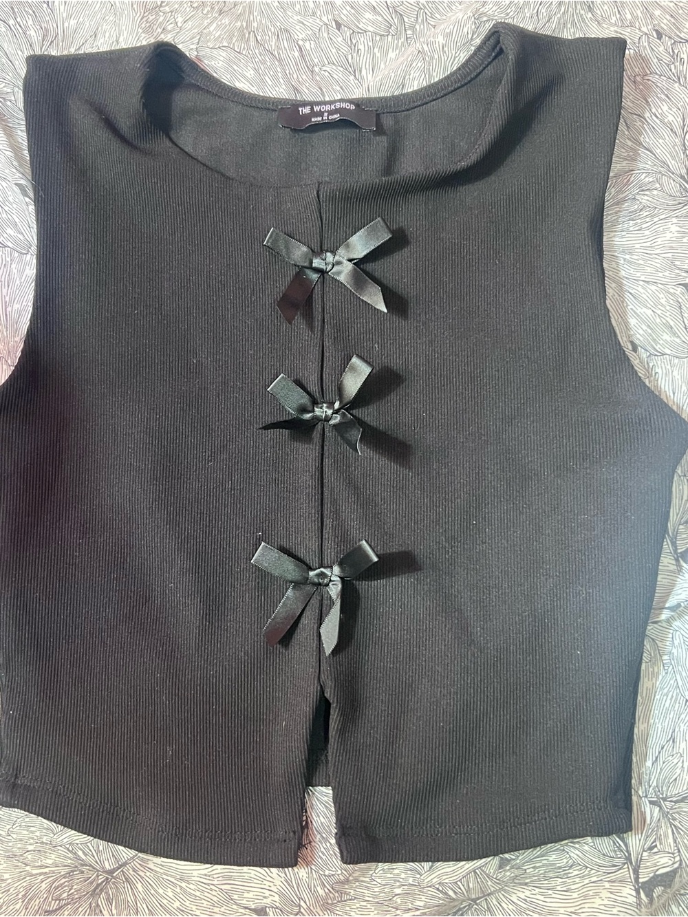 Workshop Republic Clothing Black Sleeveless Bow-Front Kids Dress Top